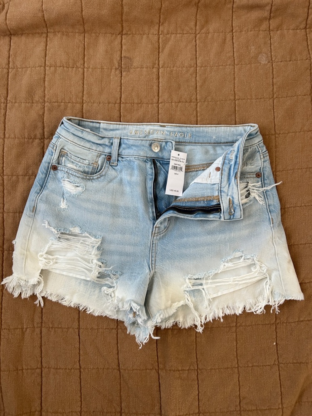 American Eagle Outfitters Light Wash Distressed Denim Cutoff Shorts